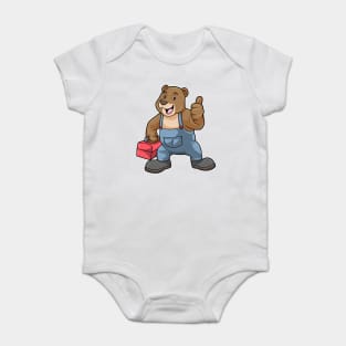 Bear as Craftsman with Tool box Baby Bodysuit